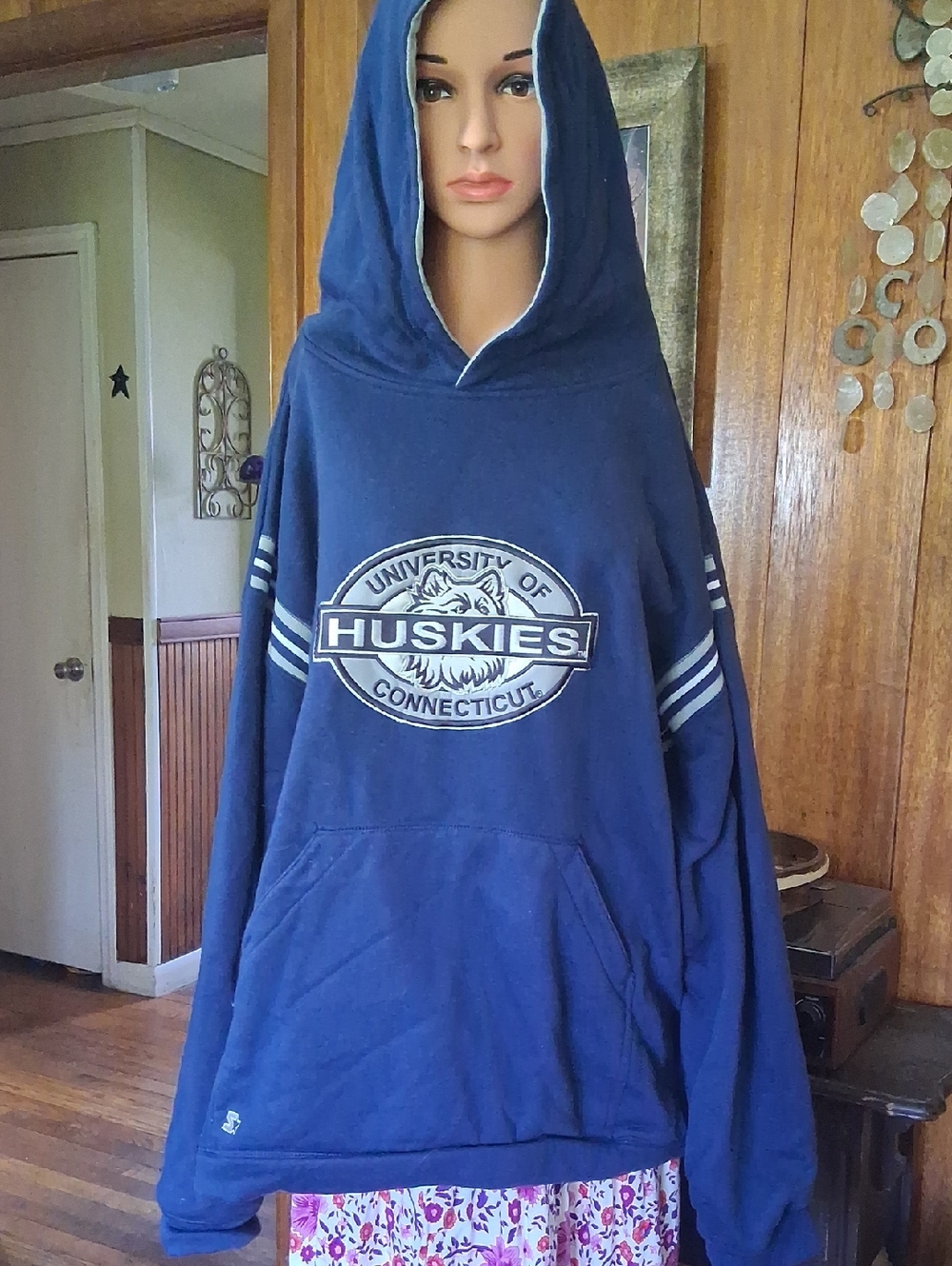 STARTER Navy and White Branded Hoodie with Star Logo